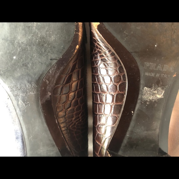 Rare Vintage Prada Crocodile Embossed Heeled Loafers ITALY - Picture 14 of 16